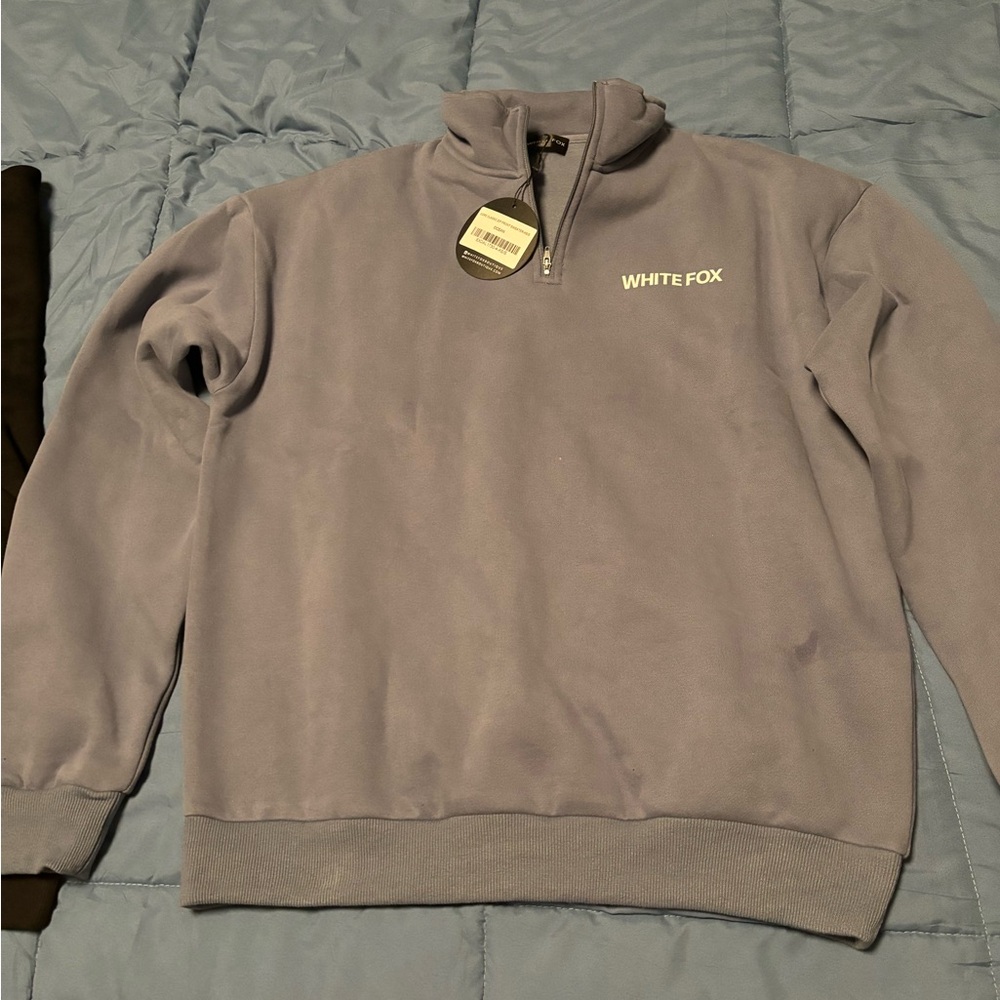 White Fox Quarter Zip sweater